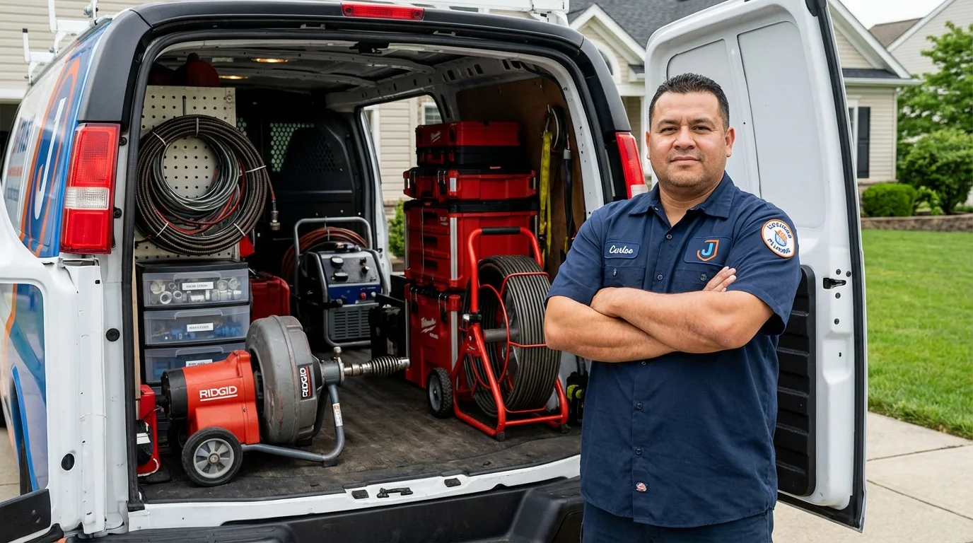 Professional drain cleaning equipment and Johns Plumbing LLC plumber in Mohall