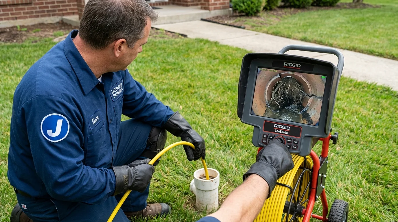 Sewer camera inspection being performed by Johns Plumbing LLC in Mohall